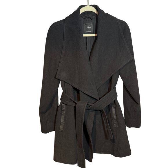 Mango Jackets & Blazers - Mango Wool Blend Shawl Collar Wrap Belted Peacoat Old Money Apres Luxury Coat S